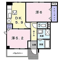 エスポワール2 2DKの間取図画像