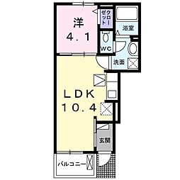 シトラセイト泉佐野中町B 1LDKの間取図画像