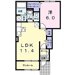 オーシャンビュー 1LDKの間取図画像