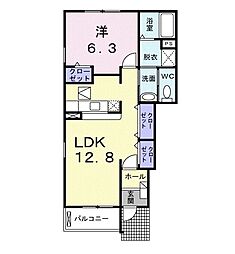 クリスタルコートアゼリア 1LDKの間取図画像