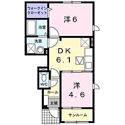 ラ・セゾン・クレール 2DKの間取図画像