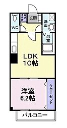 ソレアードスール 1LDKの間取図画像