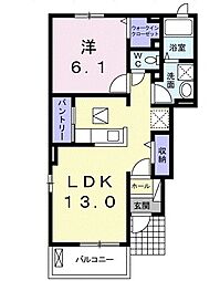 シンパティーアカーサ 1LDKの間取図画像