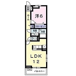 ダイヤモンドR 1LDKの間取図画像