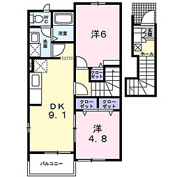 グレスコート1 2DKの間取図画像