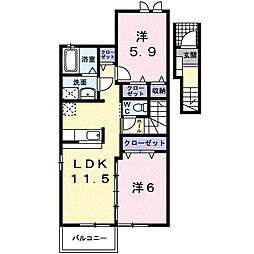 フレーシュフラン1 2LDKの間取図画像