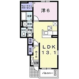 エトゥワル 1LDKの間取図画像