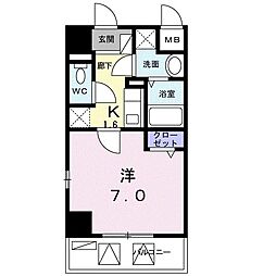 ログコート2 1Kの間取図画像