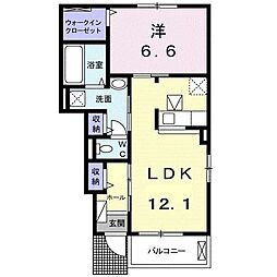 アドレB 1LDKの間取図画像
