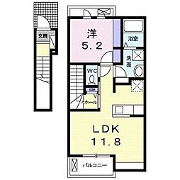 ルピエ中島 1LDKの間取図画像