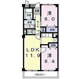 グラディオK 2LDKの間取図画像