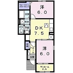 ブリッサマイリ1 2DKの間取図画像