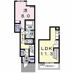 コロレ西新町 1LDKの間取図画像