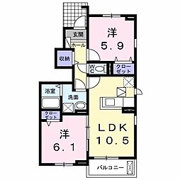 ベネヴォレンテD 2LDKの間取図画像
