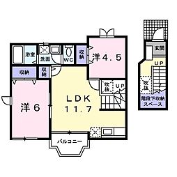 リビエラオサダ1 2LDKの間取図画像
