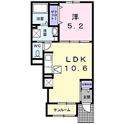 カーサフェリーチェA 1LDKの間取図画像