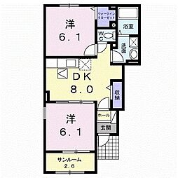 ハナコート2A 2DKの間取図画像