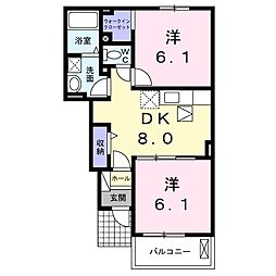 ヴィラ・フィオーレ 2DKの間取図画像
