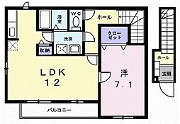 グレイス横黒 2階1LDKの間取り