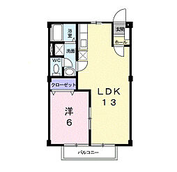キャッスル豊2 1LDKの間取図画像