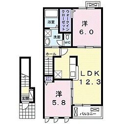 ガーデンハウス宇和C 2LDKの間取図画像