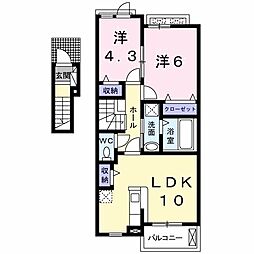 Ｔｈｉｅｌｅ　ＫＯＢＥ 2階2LDKの間取り