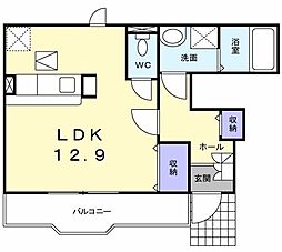 アルカンシェル　Ａ 1階1Kの間取り