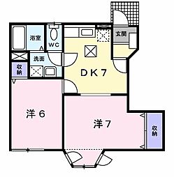 サンハイツ　I 1階2DKの間取り
