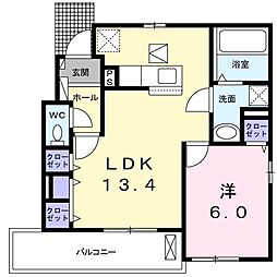 オーブメゾン城山 1LDKの間取図画像