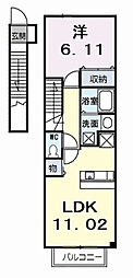 ガーデンハウスやしろ1 1LDKの間取図画像