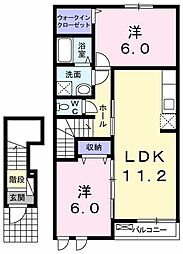 カーサ・エテルノB 2LDKの間取図画像
