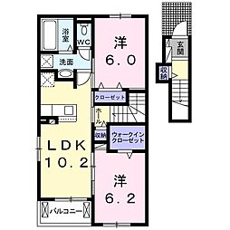 フェリーチェMK3 2LDKの間取図画像
