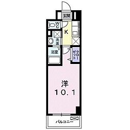 CUORE 1Kの間取図画像