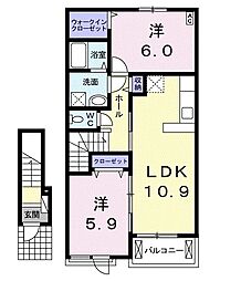 グランソレイユ1 2LDKの間取図画像