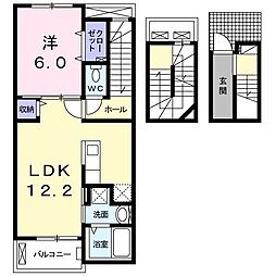 ロジェ 1LDKの間取図画像