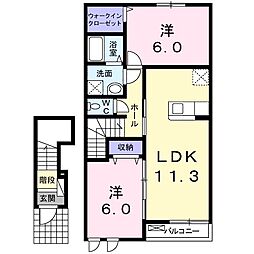 ピースクローバー2 2LDKの間取図画像