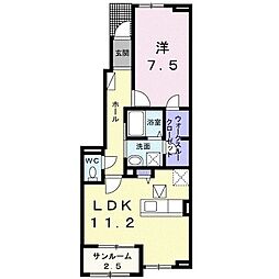 ル・シエル2 1LDKの間取図画像