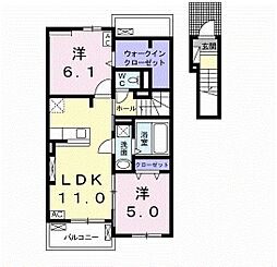 メゾンタカラ1 2LDKの間取図画像