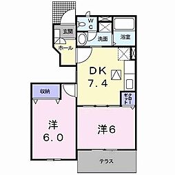 セレブレイトIII 1階2DKの間取り