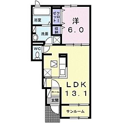 デァ・マーサII 1階1LDKの間取り