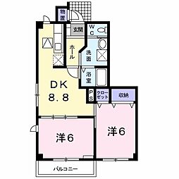 セーリオＡ 1階2DKの間取り