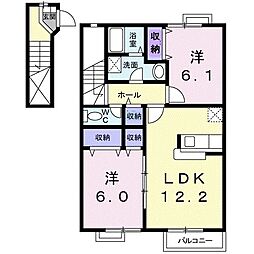 アルドーレA 2LDKの間取図画像