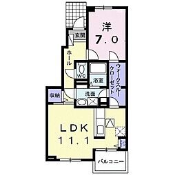 カトーレ・東出雲C 1LDKの間取図画像