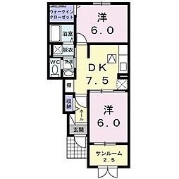 アルカンシエルD 2DKの間取図画像