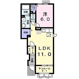 ルナ　エトワール 1階1LDKの間取り