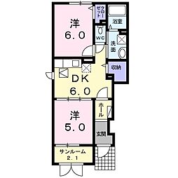 サンパピー 2DKの間取図画像