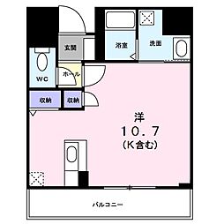 ユノディエール ワンルームの間取図画像