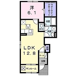 ラ・フィオリーナ1 1LDKの間取図画像