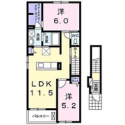コントレイル1 2LDKの間取図画像