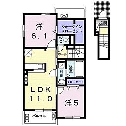 フォレスト・ヴィラ1 2LDKの間取図画像